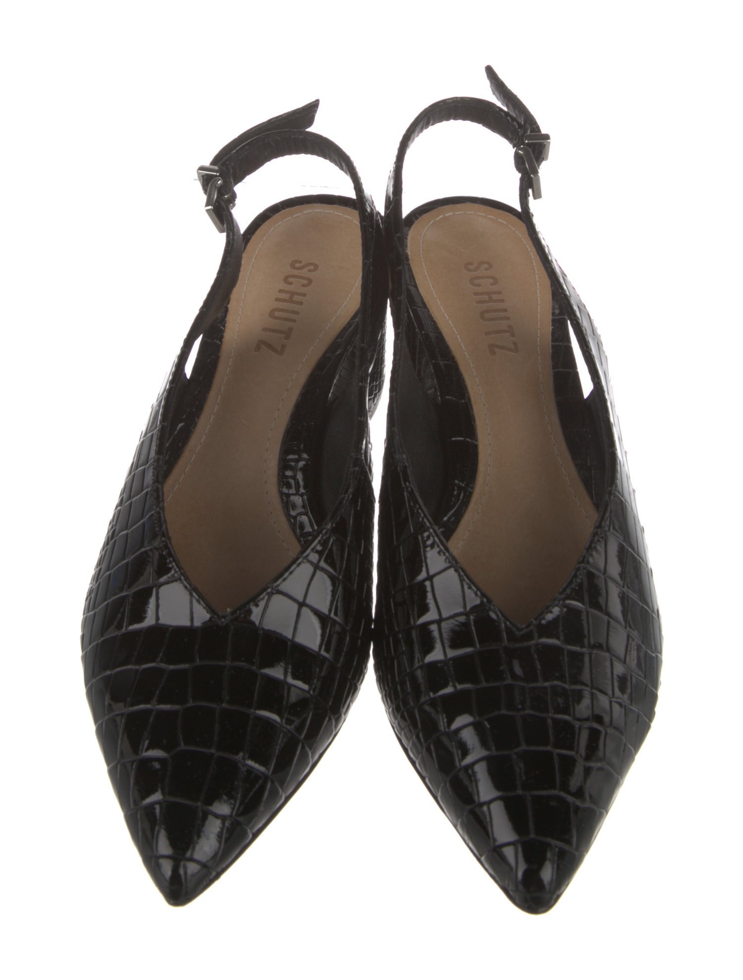 Schutz Patent Leather Cutout Accent Slingback Pumps